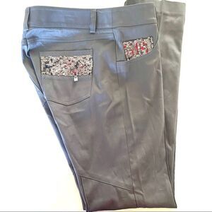 NWT Marciano Charcoal Glitter Slim Trousers Stretch Cotton Size 6